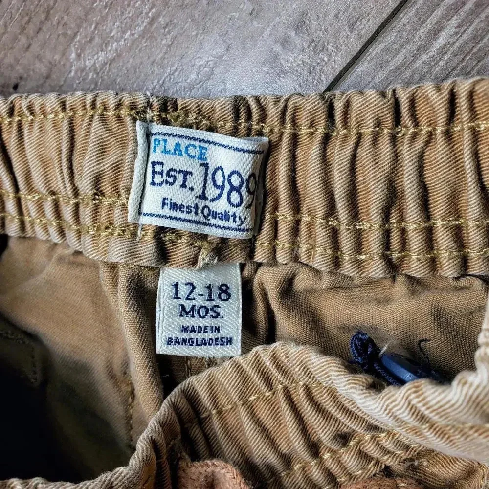 Place Toddler Boy Khaki Cotton Cargo Shorts Size 12-18m